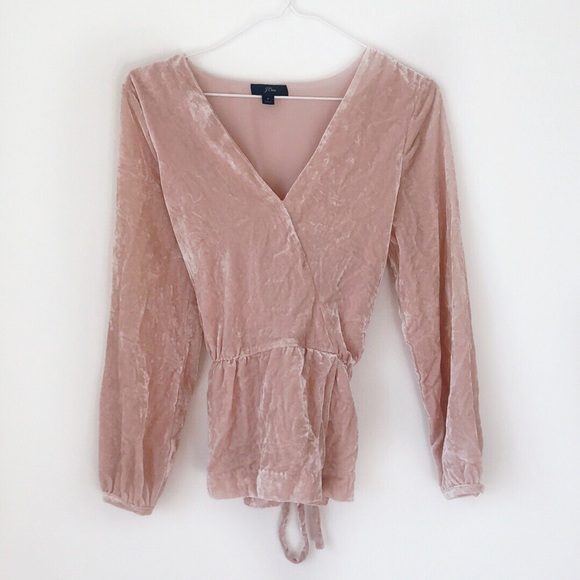 J. Crew Tops - J. Crew Faux-wrap top in drapey pink velvet